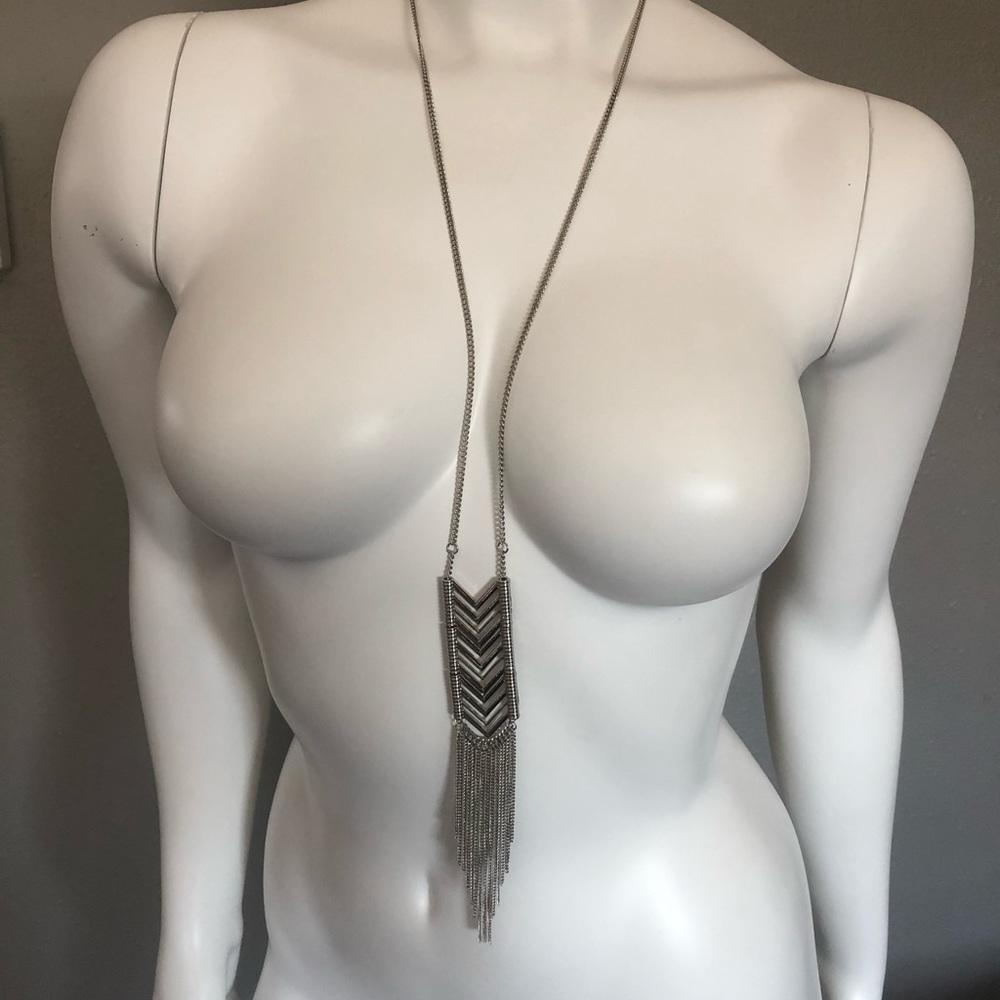 Long boutique Silver Necklace